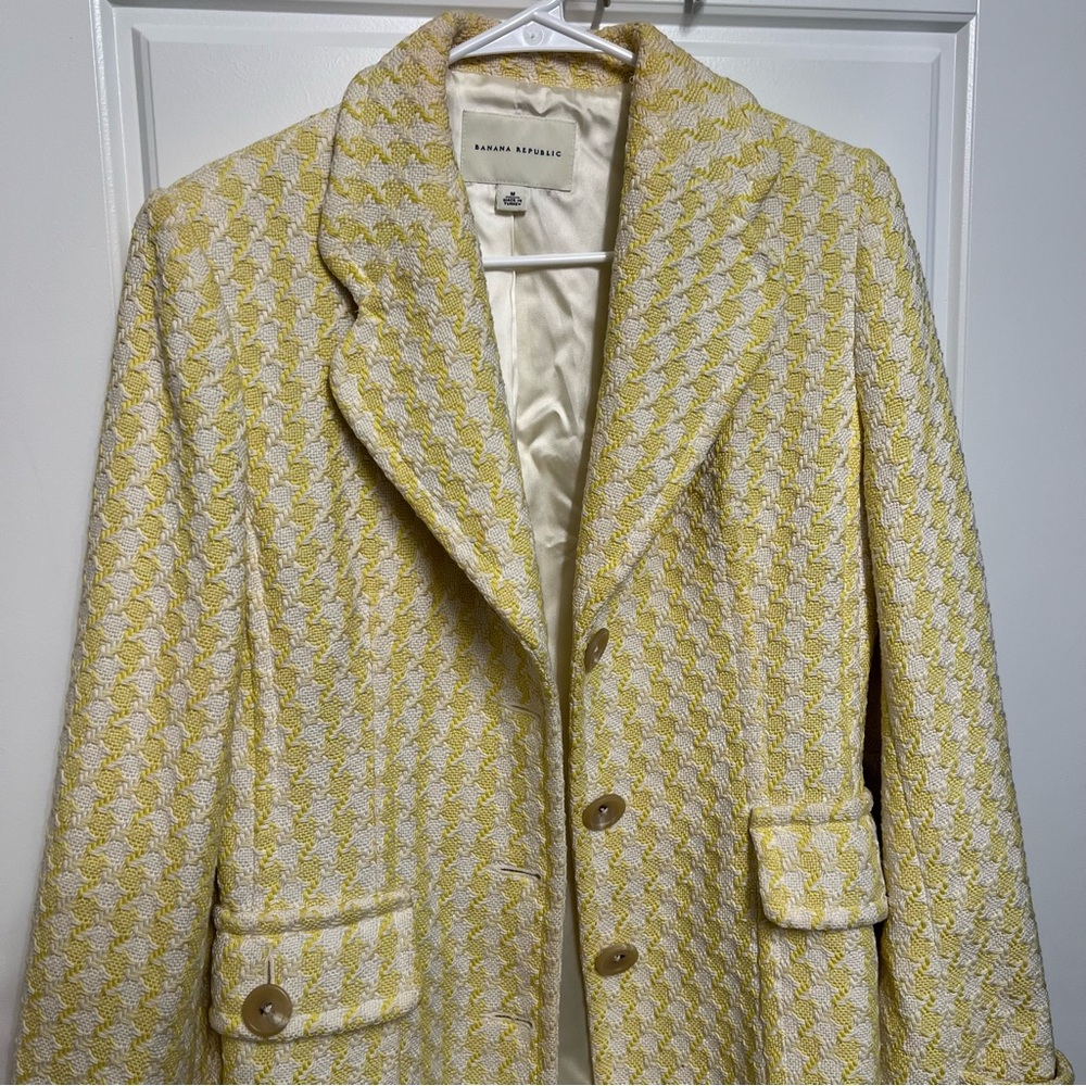 Banana Republic Yellow and White Trench Coat - Picture 2 of 7
